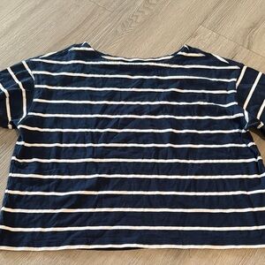 Old Navy Navy and White Striped Long Sleeve Tee
